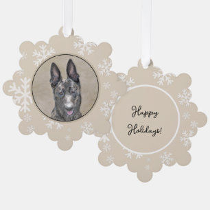 Dutch Shepherd Painting - Cute Original Dog Art Ornament Card