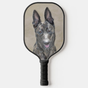Dutch Shepherd Painting - Cute Original Dog Art Pickleball Paddle