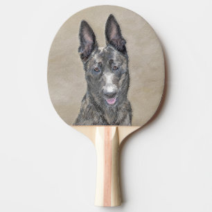 Dutch Shepherd Painting - Cute Original Dog Art Ping Pong Paddle