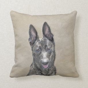 Dutch Shepherd Painting - Cute Original Dog Art Throw Pillow