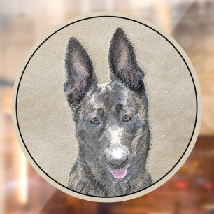 Dutch Shepherd Painting - Cute Original Dog Art Window Cling