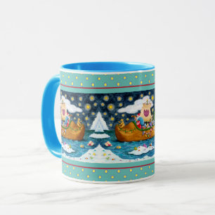 DUTCH SHOE SANTA SHIP, ICEBERGS, WHALE, TEDDY BEAR MUG