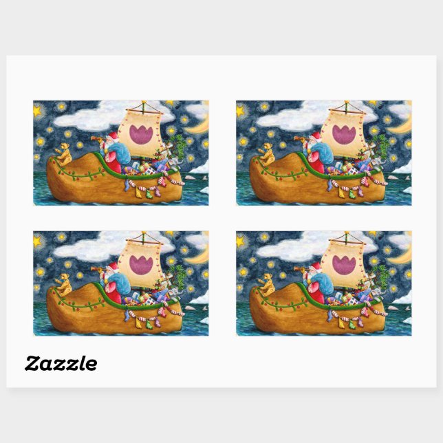 DUTCH SHOE SANTA SHIP, ICEBERGS, WHALE, TEDDY BEAR STICKER (Sheet)