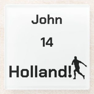 Dutch Soccer, customizable    Glass Coaster