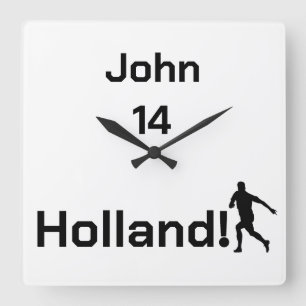 Dutch Soccer, customizable    Square Wall Clock