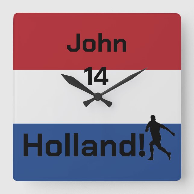 Dutch Soccer, customizable    Square Wall Clock (Front)