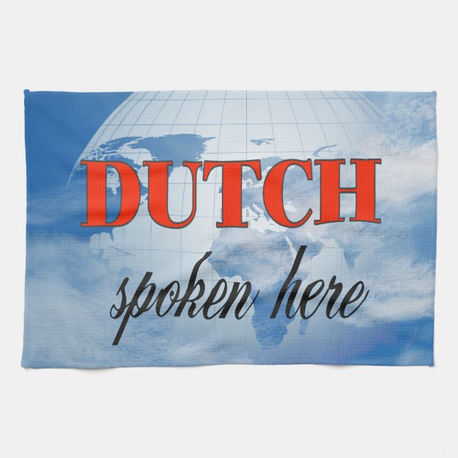 Dutch spoken here cloudy earth kitchen towel (Horizontal)