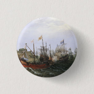 Dutch Squadron attacking a Spanish Fortress 1 Inch Round Button