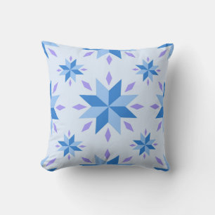 Dutch Star Snowflake Blue Geometric pattern Throw Pillow