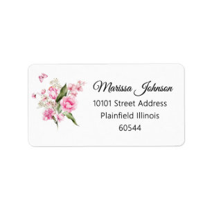 Dutch Still Life Watercolor Pink Floral Address Label