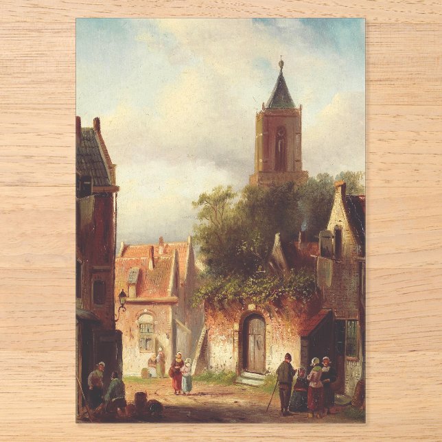 Dutch Town Scene by Charles Leickert Landscape Acrylic Invitations (Front)