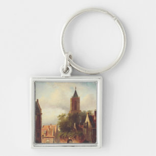 Dutch Town Scene by Charles Leickert Landscape Keychain