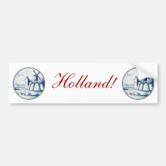 Dutch traditional blue tile bumper sticker