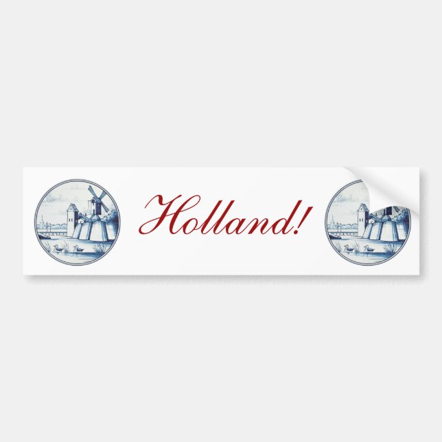 Dutch traditional blue tile bumper sticker (Front)