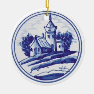 Dutch traditional blue tile ceramic ornament