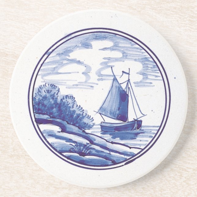 Dutch traditional blue tile coaster (Front)