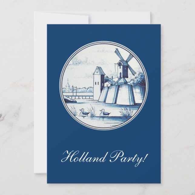 Dutch traditional blue tile invitation (Front)
