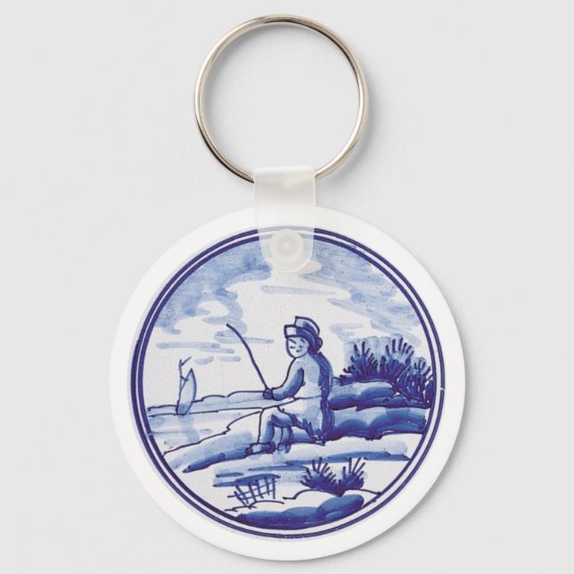 Dutch traditional blue tile keychain (Front)