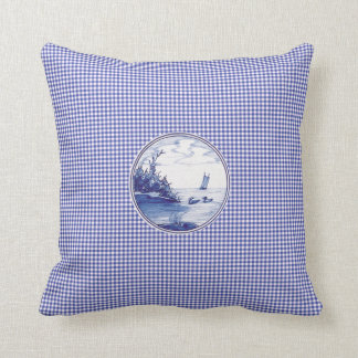 Dutch traditional blue tile throw pillow