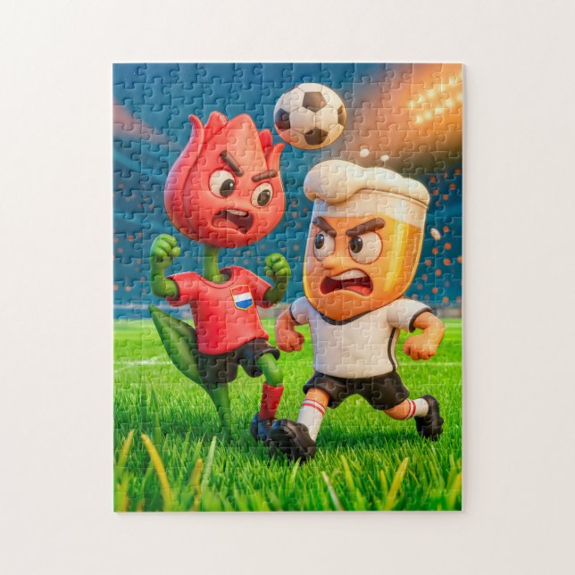Dutch tulip versus German beer glass soccer duel Jigsaw Puzzle (Vertical)