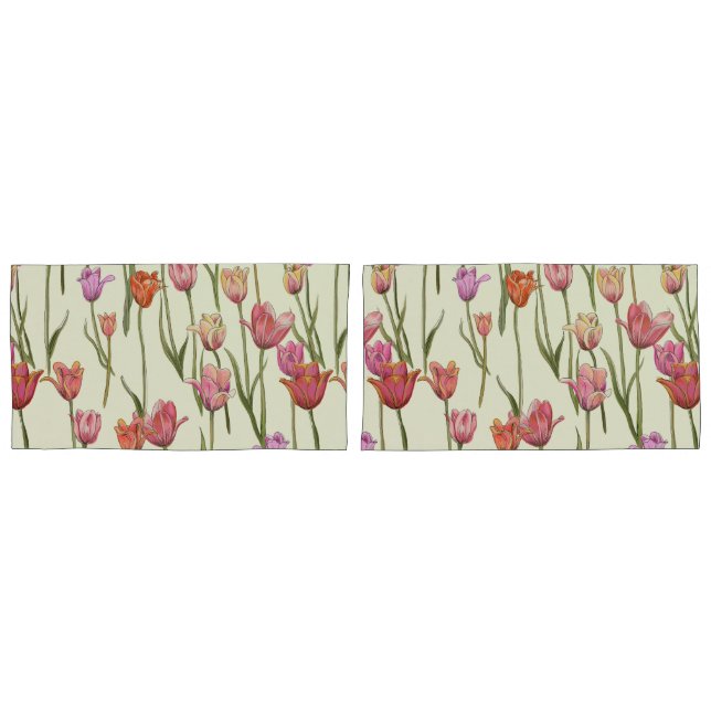 Dutch Tulips Pillow Cases Set (Front-Set)