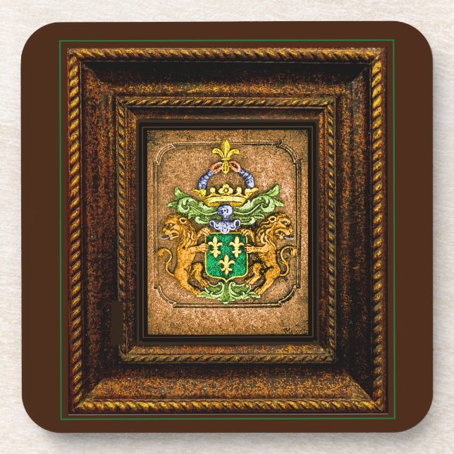 Dutch van Westervelt Family Coat of Arms framed Coaster (Front)