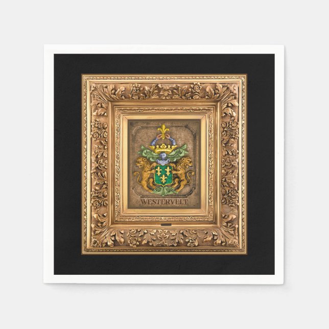 Dutch Van Westervelt Family Coat of Arms  Gift Box Napkin (Front)