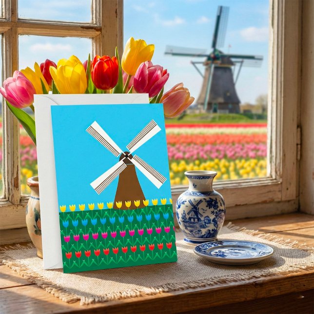 Dutch Windmill and Colourful Tulip Field Invitation (Creator Uploaded)
