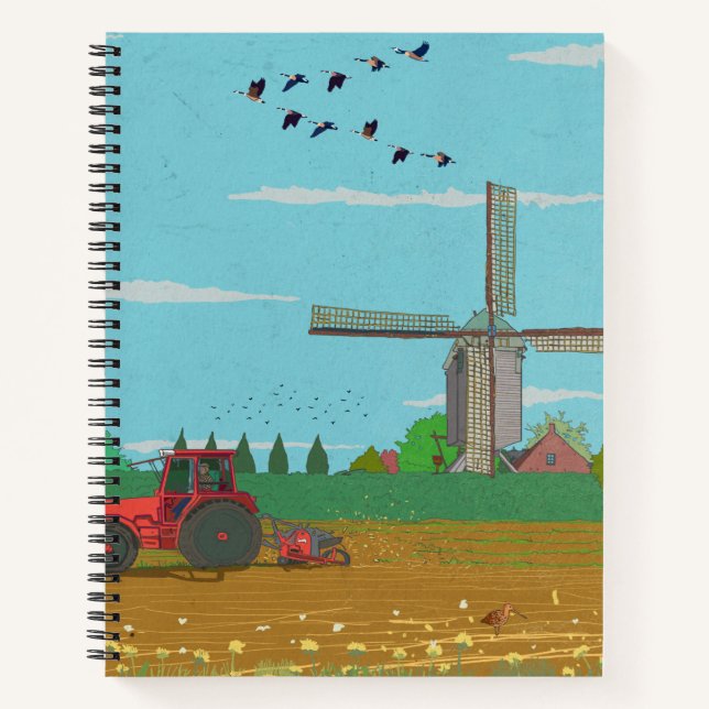Dutch Windmill Countryside Landscape Netherland Notebook (Front)