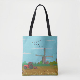 Dutch Windmill Countryside Landscape Netherland Tote Bag