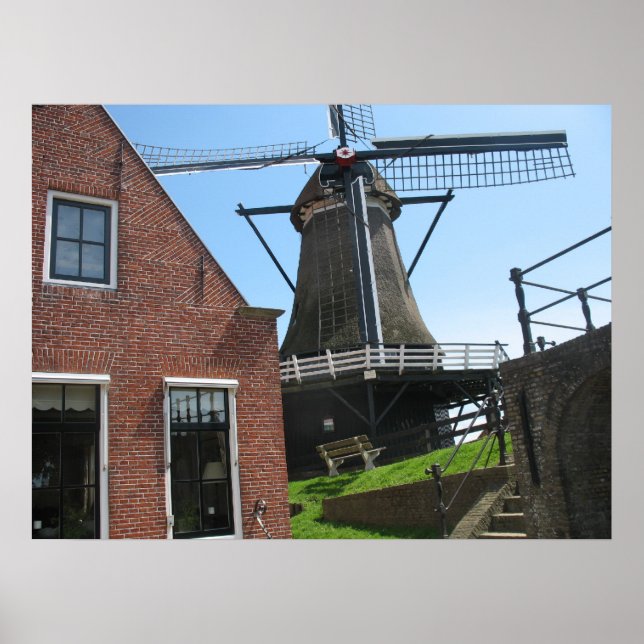 Dutch Windmill, Friesland, Holland Photo Poster (Front)
