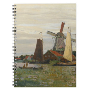 Dutch Windmill Harbor Impressionist Notebook
