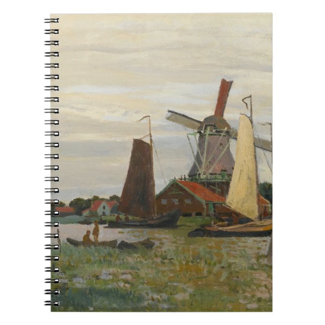 Dutch Windmill Harbor Impressionist Notebook (Front)