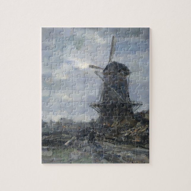 Dutch windmill in moonlight Maris Jigsaw Puzzle (Vertical)
