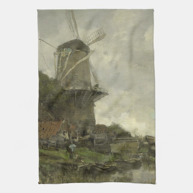 Dutch windmill, Jacob Maris Kitchen Towel (Vertical)