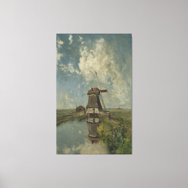 Dutch windmill on polder waterway Paul Gabriël Canvas Print (Front)