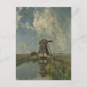 Dutch windmill on polder waterway Paul Gabriël Postcard