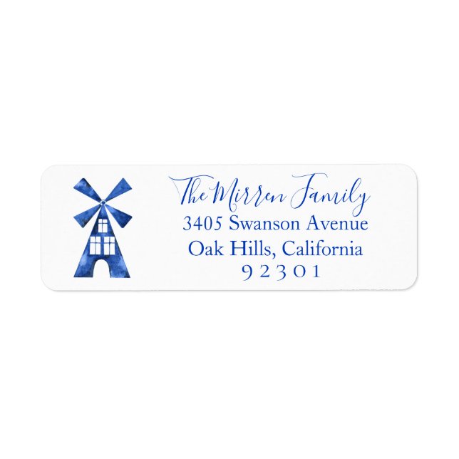 Dutch Windmill Return Address Label (Front)