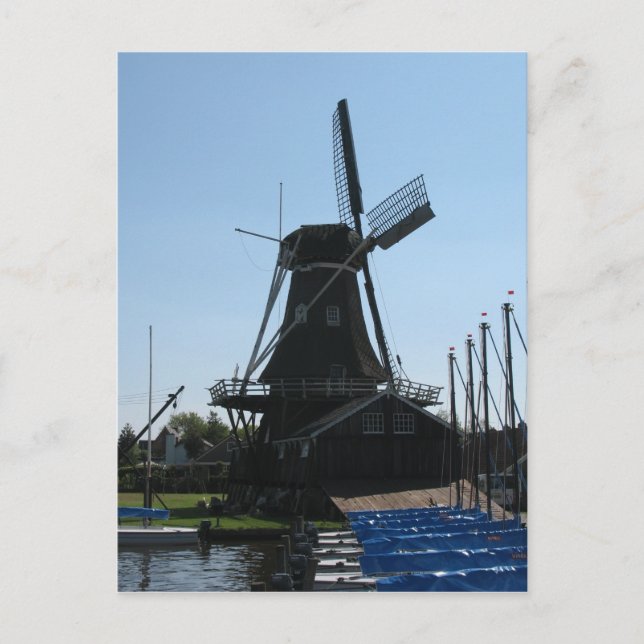 Dutch Windmill Silhouette Postcard (Front)