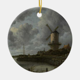Dutch windmill Wijk bij Duustede, Ruisdael Ceramic Ornament