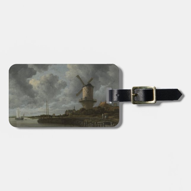 Dutch windmill Wijk bij Duustede, Ruisdael Luggage Tag (Front Horizontal)