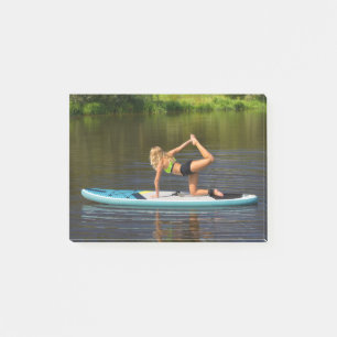 Dutch woman on SUP in yoga pose on water Post-it Notes