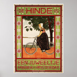 Dutch Women Cycling Vintage Cycles Advert Poster