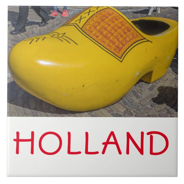 Dutch wooden clog up close ceramic tile (Front)