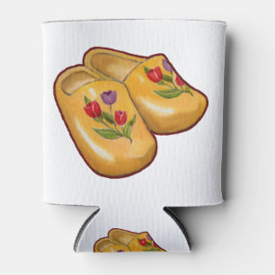 Dutch Wooden Shoes, Tulips, Holland, Art Can Cooler