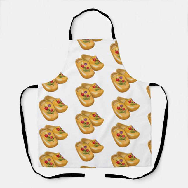 Dutch Wooden Shoes with Tulips, Klompen, Holland Apron (Front)