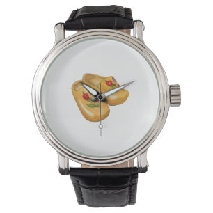 Dutch Wooden Shoes with Tulips, Klompen, Holland Watch