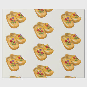 Dutch Wooden Shoes with Tulips, Klompen, Holland Wrapping Paper