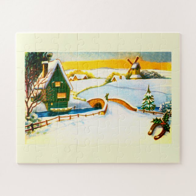 Dutch Xmas snow scene Jigsaw Puzzle (Horizontal)