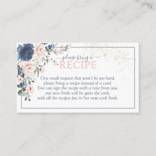 Duty Blue Blush Pink Floral Please Bring A Recipe Enclosure Card